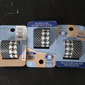 Black and White Houndstooth and Stripe Washi Tape